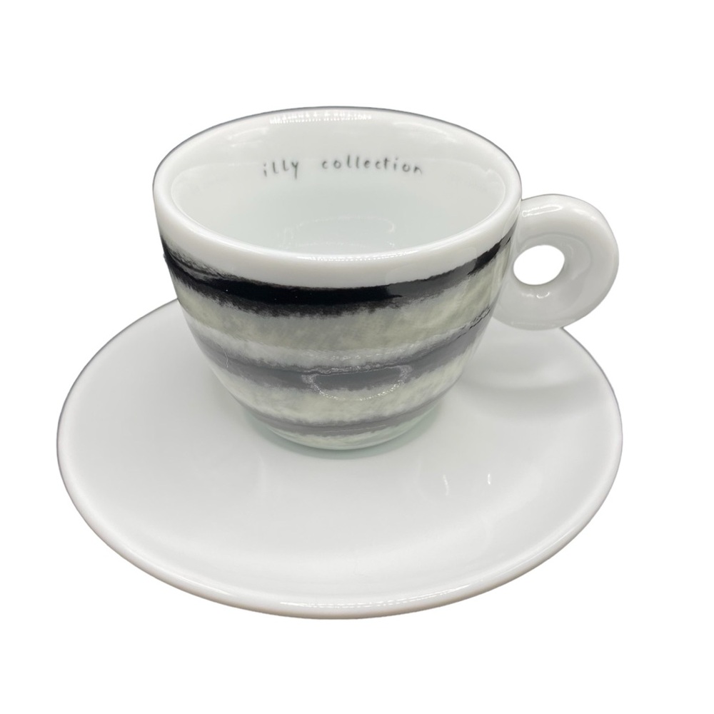 Collection Black & White Ceramic Espresso Cup and Saucer Set - Picture 3 of 12